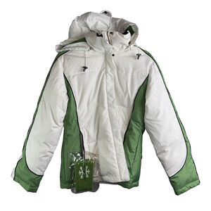 NEW Clove Ski Jacket Womens Small Style #H0451205 Snowboard White Green Pockets